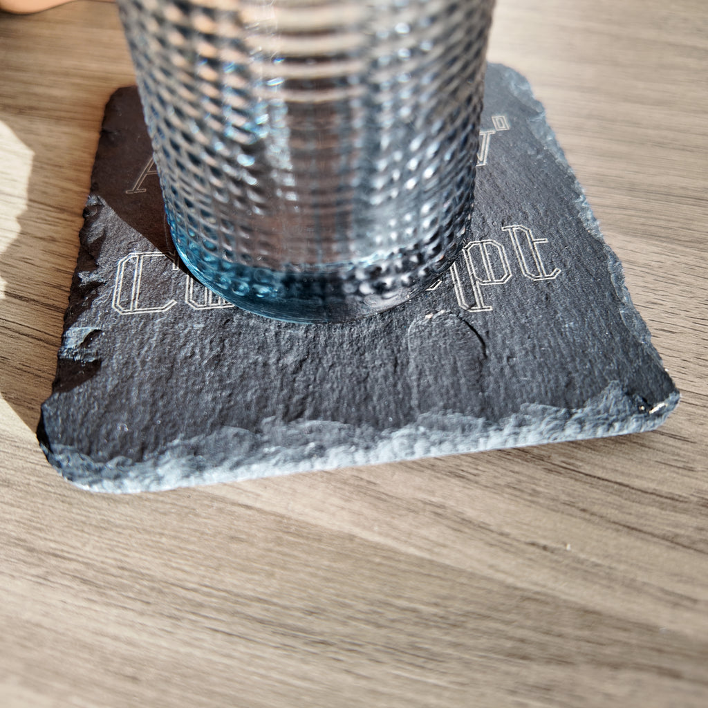 Dessous de Verre Personnalisable en Ardoise avec Support Bois